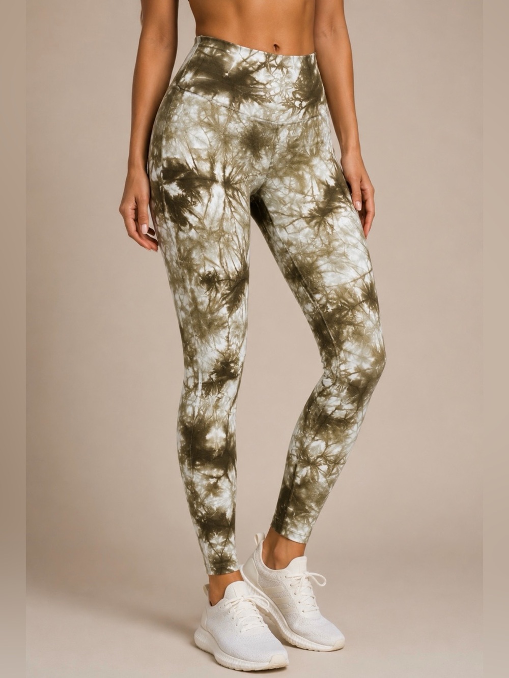 VENUS Brown/Olive & Cream Tie-Dye Athletic Leggings NWOTs!